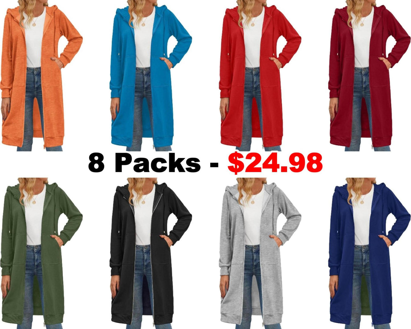 Women's Zip Up Hoodies Oversized Fleece Long Tunic Sweatshirts Casual Long Sleeve 2024 Fall Hoodie Jacket Coat